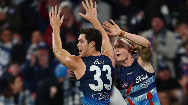 Shannon Neale produced arguably his finest game for Geelong so far. Picture: Morgan Hancock/Getty Images.