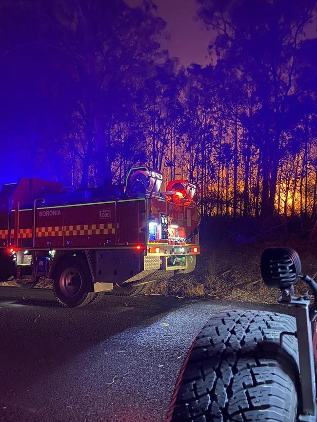 Fire crews near Briagolong. Picture: Lilydale CFA Fire Brigade