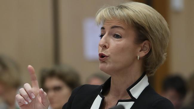 Senator Michaelia Cash appearing at senate estimates at Parliament House today. Picture: Kym Smith