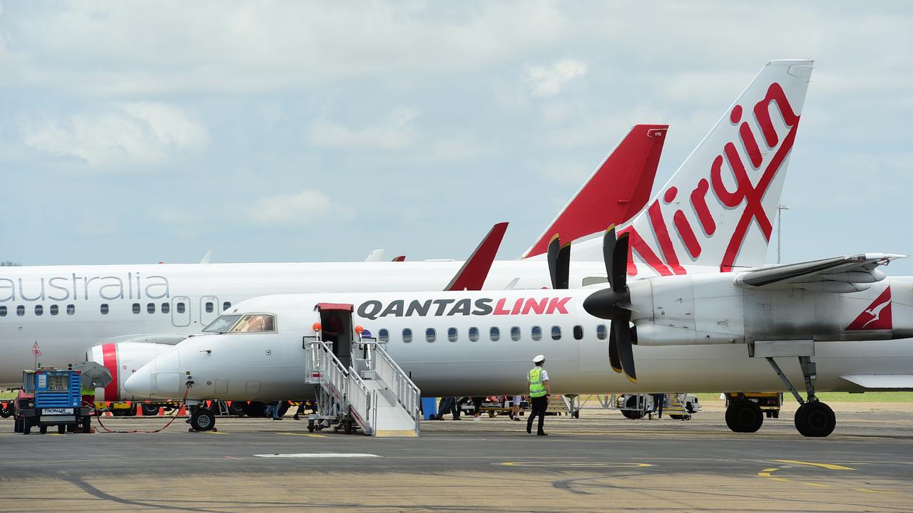 Qantas and Virgin planes at Townsville Airport. Picture: Evan Morgan