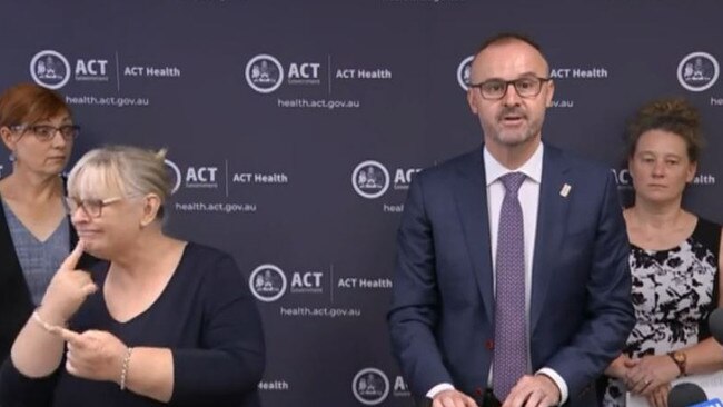 Chief Minister Andrew Barr confirms the ACT's first case of coronavirus.