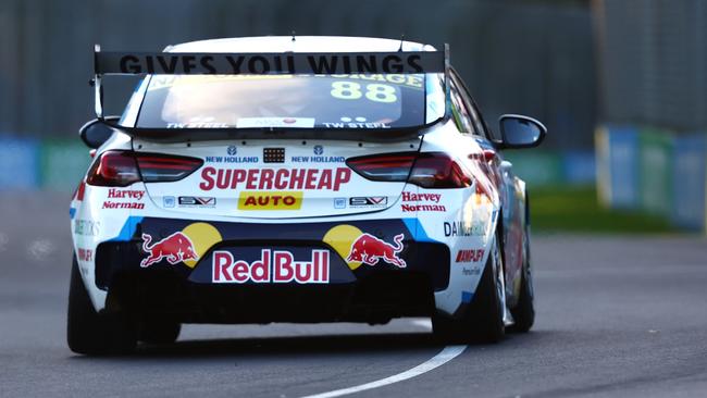 Perez drives Broc Feeney’s Triple Eight Commodore around the Melbourne circuit. Picture: Getty Images