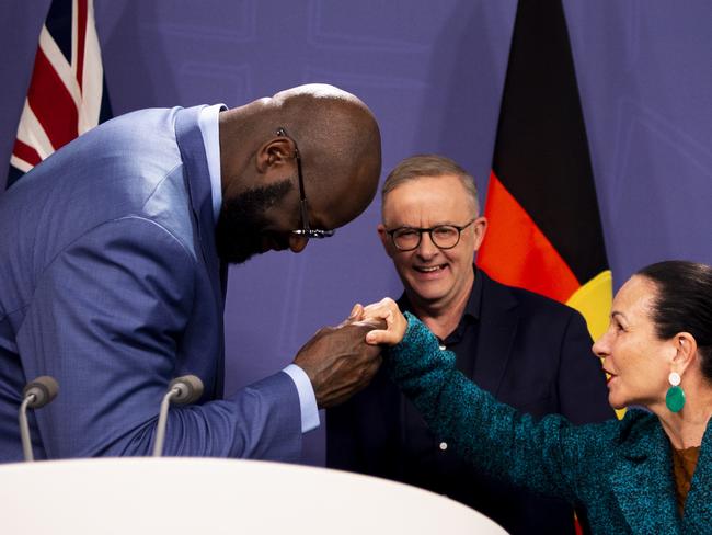 SYDNEY, AUSTRALIA NCA NewsWire - Saturday, 27 August 2022.The Prime Minister, Anthony Albanese, photographed in Sydney holding a press conference with Minister for Indigenous Australians Linda Burney and NBA legend Shaquille O'Neal.Picture: NCA NewsWire / Monique Harmer