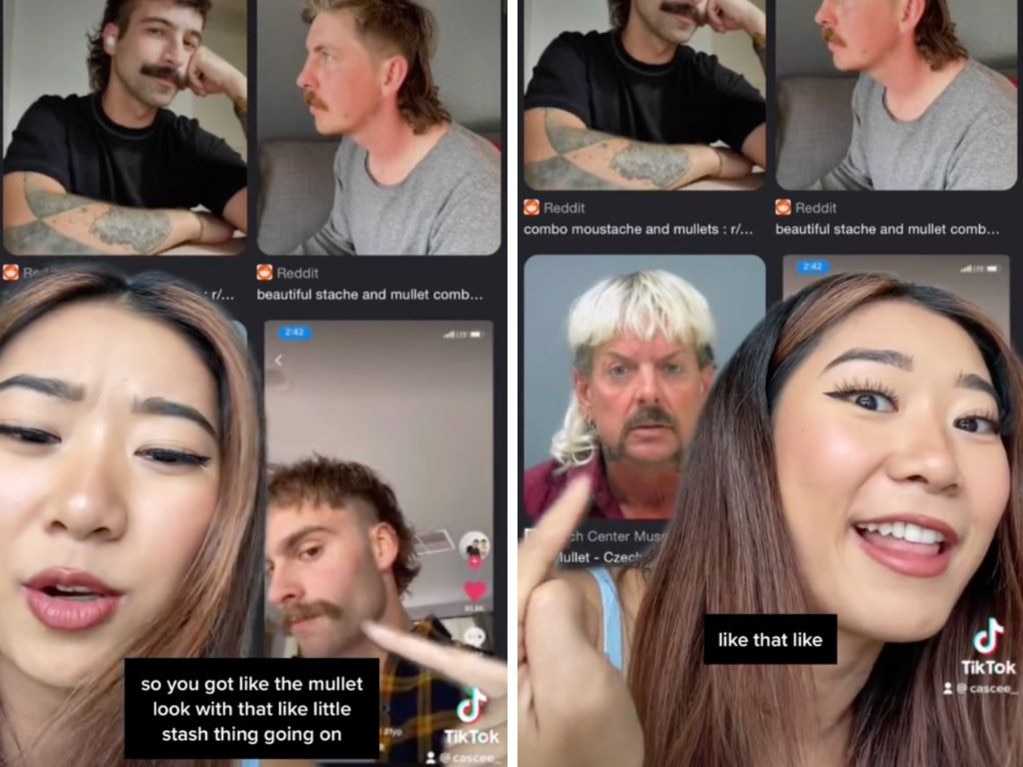 Ms Chuang was surprised to see so many Aussie men rocking mullets. She said the style made some blokes look like Joe Exotic. Picture: TikTok