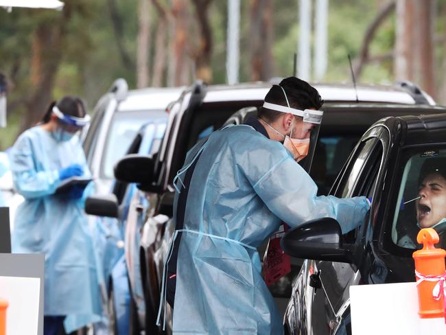 COVID testing in Melbourne’s west on Monday. Picture: David Crosling