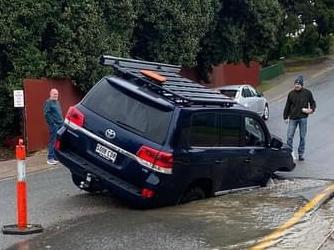 Car in hole, Port Noarlunga  Picture: Michelle Elizabeth