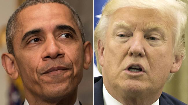 Former US President Barack Obama and his successor, President Trump, have clashed over leadership during the coronavirus crisis. Picture: AFP