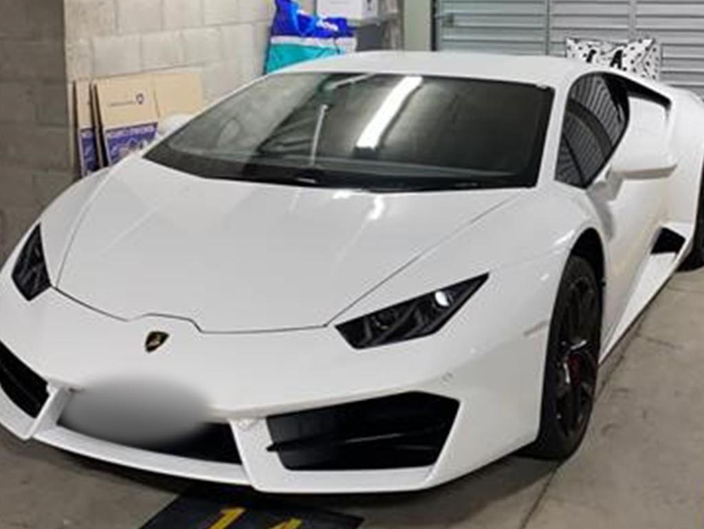 The Lamborghini seized after police raided Ashley Rake’s Vaucluse unit. Picture: NSW Police Force,