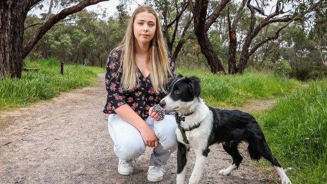 Georgi Batic with Ziggy, who picked up a kidney stuffed with rat poison at Tangari Regional Park. Picture: Tom Huntley