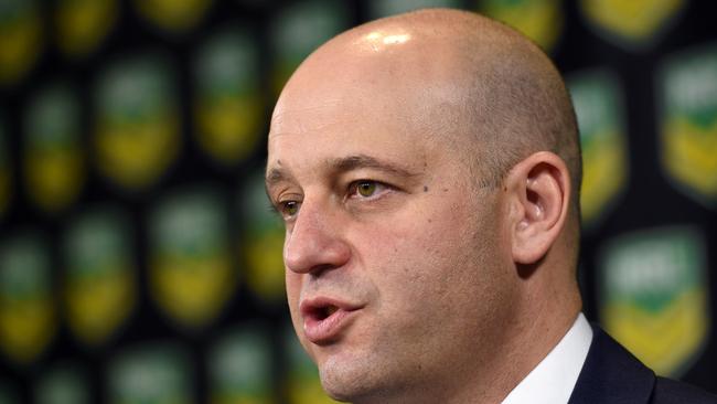 NRL CEO Todd Greenberg addresses the media about the Eels.