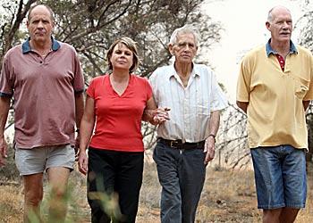 Water fight: Robert Currie, Alanna Ditterich, her father Bruce Currie and Carl Dittericg. Picture: Fiona Hamilton