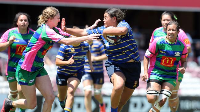 On the charge on grand final day for Easts is April Ngatupuna. Picture by Richard Gosling