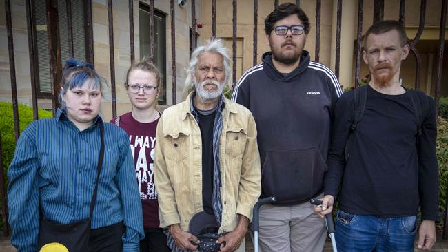 Zhane Chilcott’s sister Tanisha, stepsister Sarah Thompson, father, Keith Chilcott-Singpoo and brothers Graham and Leigh Stieer at an earlier inquest hearing. Picture: NCA NewsWire / Emma Brasier.