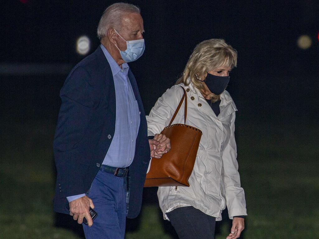 US President Joe Biden and First lady Jill Biden as the US has inoculated half its adult population. Picture: Getty Images/AFP