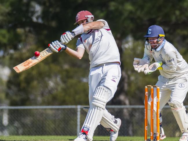 Sam Rainbird batting for Clarence at Lindisfarne Oval on Saturday. Picture: Caroline Tan