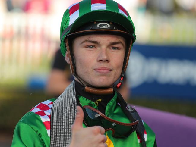 SYDNEY, AUSTRALIA - MAY 20: Jasper Franklin riding Rediener wins Race 6 Toyota Forklifts during Lord Mayors Cup Day Sydney Racing at Rosehill Gardens on May 20, 2023 in Sydney, Australia. (Photo by Jeremy Ng/Getty Images)