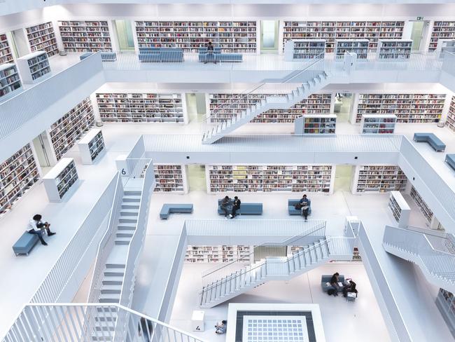 Levels of reading The modern interior of the city library in Stuttgart. With its wide-open space in the central, where natural light comes from through the windows on the top, it has a very unique atmosphere, where you can broaden your knowledge. Picture: Norbet Fritz / National Geographic Travel Photographer of the Year