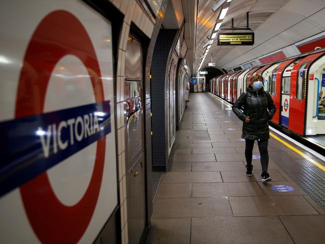 A deserted London Tube station as the country enters a second lockdown. Picture: AFP