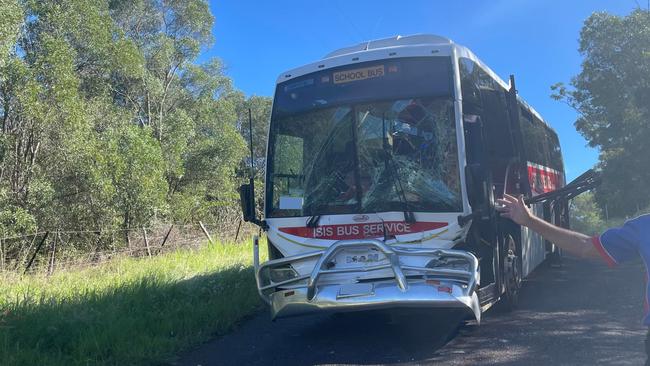 Nine children treated at scene after school bus, tractor collide