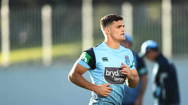 Nathan Cleary during the NSW Blues training at NSWRL Centre of Excellence, Homebush. Picture. Phil Hillyard