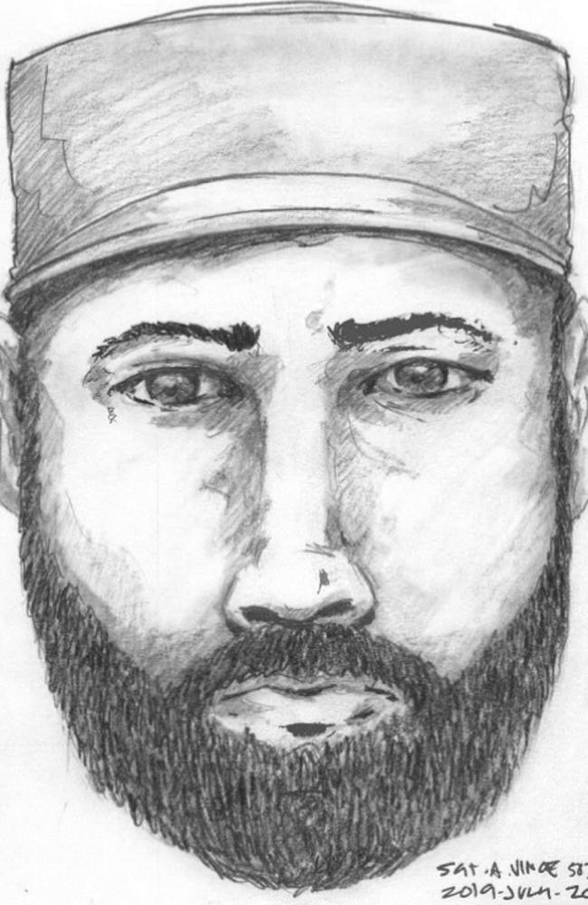 A sketch of the man allegedly seen talking to Lucas Fowler on the night of July 14, released by the Royal Canadian Mounted Police. Picture: BC RCMP