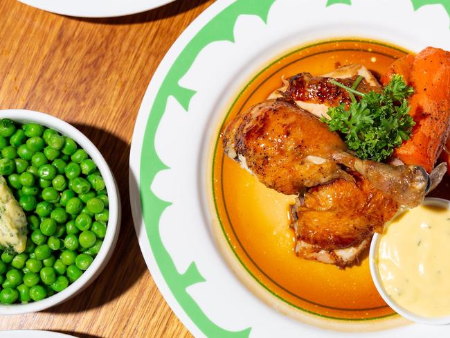 Chicken and peas at Extra Chicken Salt. Picture Julian Cebo