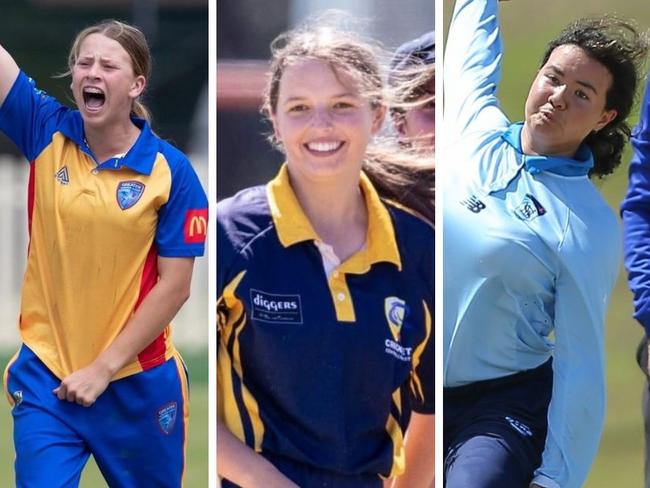 Representative cricketers Caoimhe Bray, Emily Humphreys, and Kate McTaggart ahead of the 2023 under-19 country championships. Photo: supplied