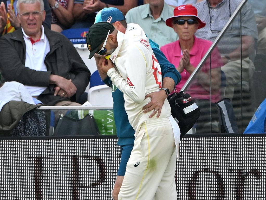 Nathan Lyon’s 100 consecutive Test run could be over. Picture: Stu Forster/Getty Images