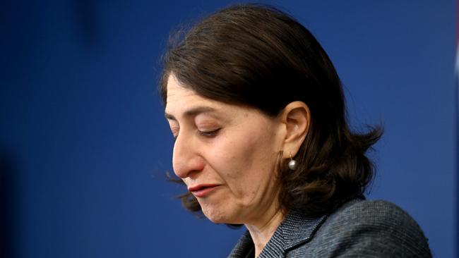 Gladys Berejiklian on Friday became the third NSW leader to be forced from office by the Independent Commission Against Corruption. Picture: Jeremy Piper