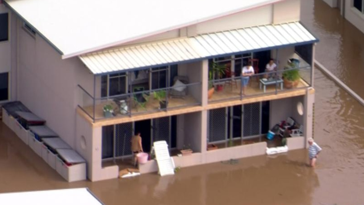 Businesses, homes and highways have been inundated with water as Ballina residents evacuated from rising flood waters on Wednesday morning Picture: Channel 7