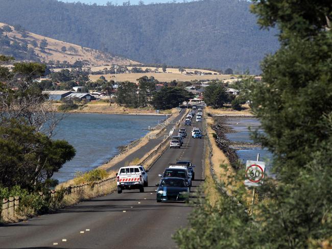 The causeway linking Midway Point to Sorell.