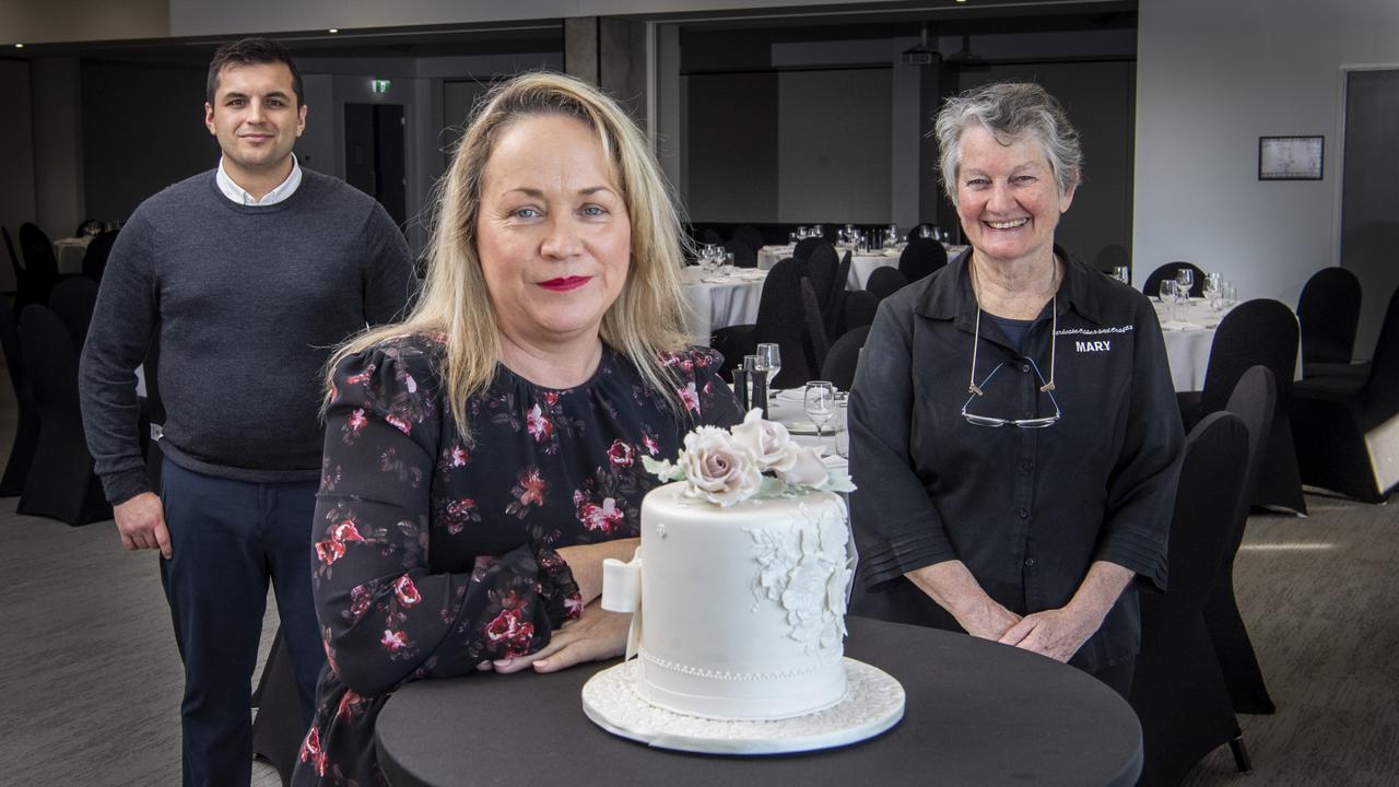 Excited for a special wedding industry breakfast at The Oaks are (from left) Jake Murray, Oaks Toowoomba manager, Trudi Bartlett, Regional Development Australia and Mary Reid. Picture: Nev Madsen.