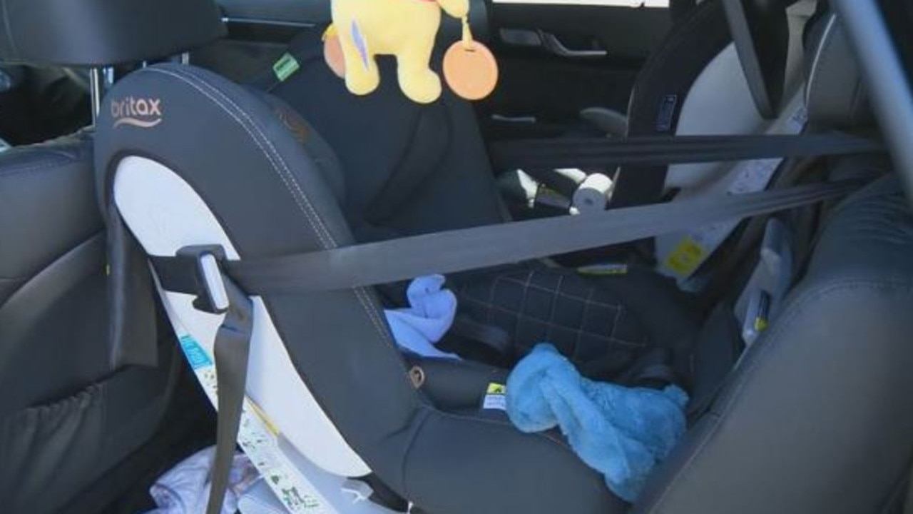 The seven-month-old baby was strapped into the back seat of the car. Picture: 9 News