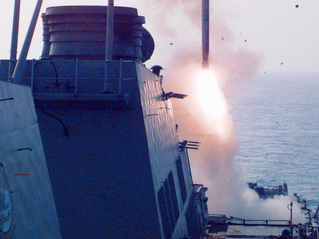 A tomahawk missile being launched.