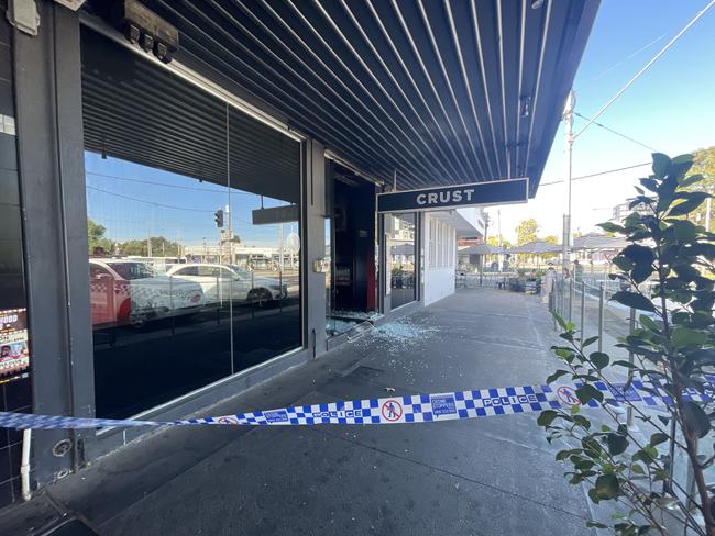 Police are investigating a suspicious fire at Crust Pizza Essendon after a blaze on Napier St. on Monday April 8 2024 about 4am. Picture: Himangi Singh