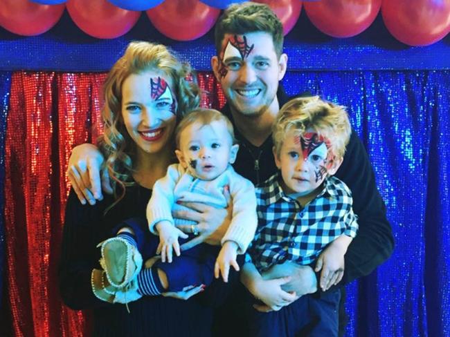 Michael Buble with wife Luisana Lopilato and children Elias and Noah (right). Picture: Instagram