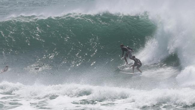 Gold coast gets ready for Tropical Cyclone Alfred . Kirra was at its barrelling best and surfers make the most of it. Picture Glenn Hampson