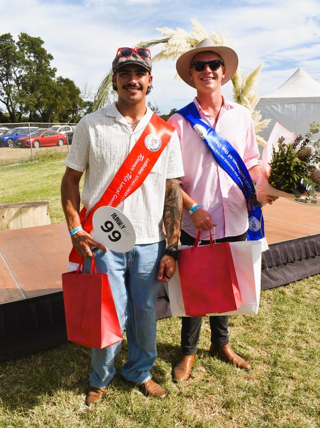 Jack Halabi (runner up gentleman of the day) and Marvin Elliott (gentleman of the day) having an action-packed day at the Ladbrokes Stony Creek Cup on Sunday, March 09, 2025. Picture: Jack Colantuono