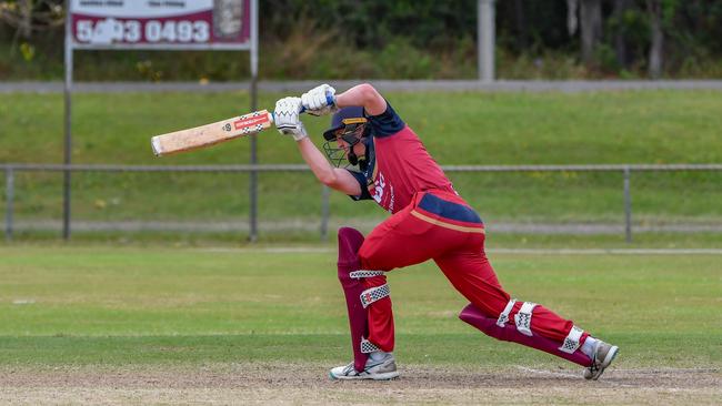 University's No.4 batsman Angus Storen (36) had an impressive knock as the rain drizzled down. Picture courtesy of Amy Storen.