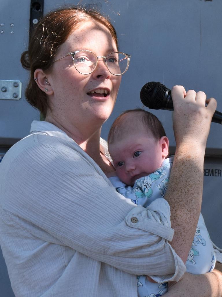 Taylor Stewart with baby August.