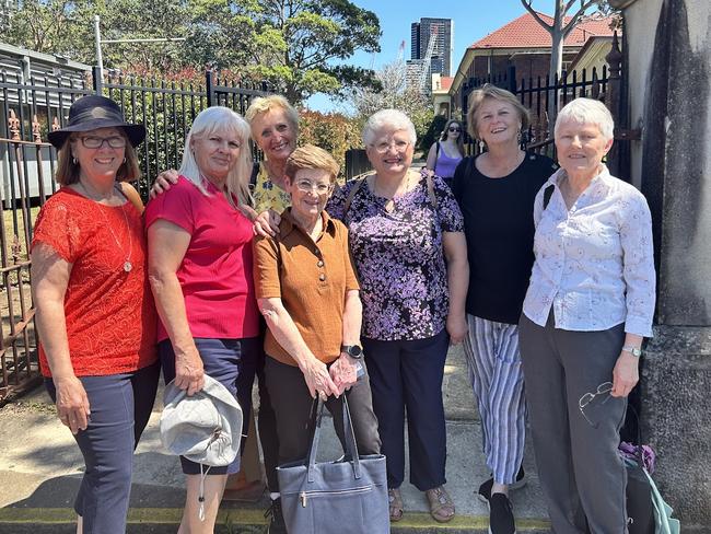 The group of friends reuniting at the MacArthur Girls High School. Picture: Tileah Dobson