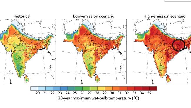 Under a high emission scenario, India could experience heatwaves that cause death within hours by the latter part of this century. Picture: MIT.