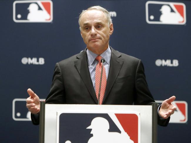 MLB commissioner Rob Manfred speaks to the media.