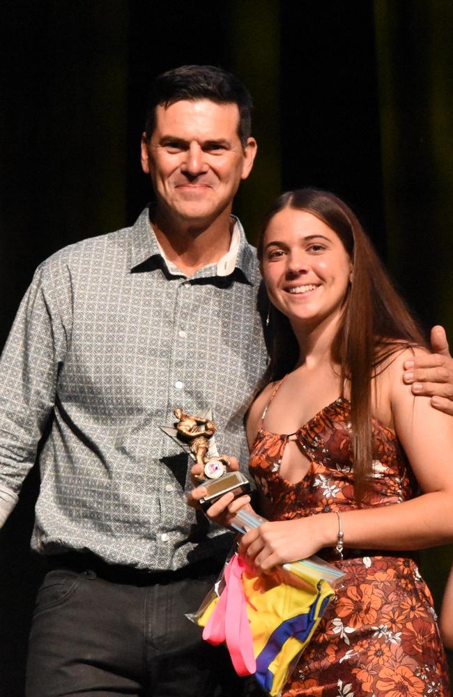 David Bella (Coach) &amp; Isabelle Bartolo – U17 Girls B &amp; F at the Wanderers presentation night, 2021. Picture: Contributed