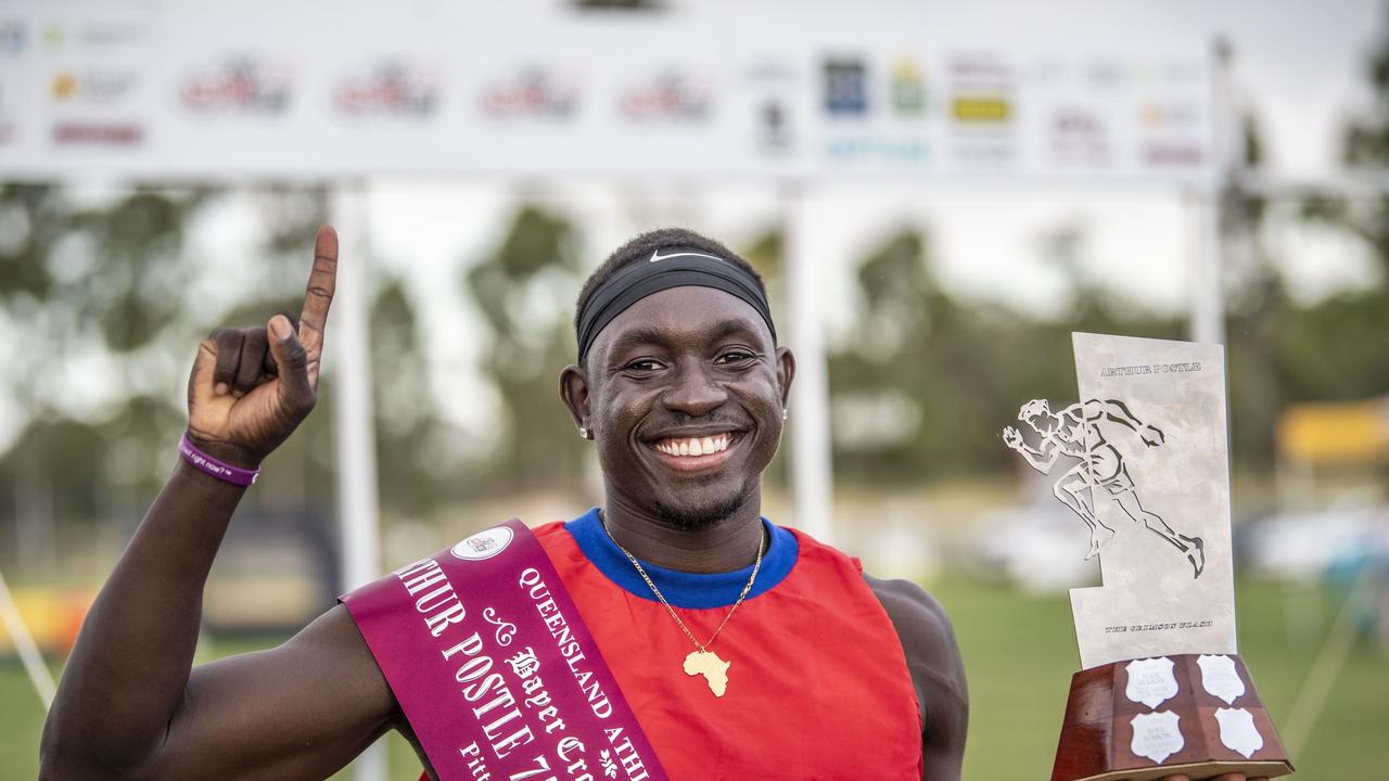 Anas Abu Ganaba wins the Arthur Postle Gift in Pittsworth. Saturday, December 10, 2022. Picture: Nev Madsen.