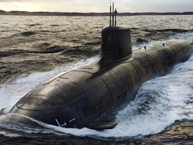 An artist's impression of the future SSN-AUKUS nuclear-powered submarine. Picture: Defence/Supplied