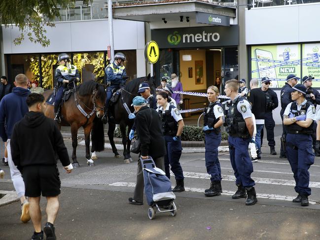 Mounted police were present on the scene. Picture: John Appleyard