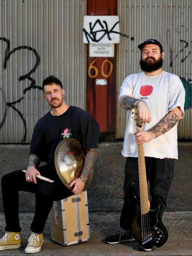 Simon Santos Rose and Jaden Joshlin from Townsville metalcore band Native Tongue which is playing their last gig this Friday. Picture: Evan Morgan