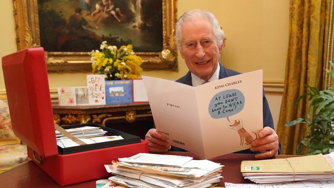 In contrast, King Charles - pictured here on February 23 reading get well soon cards - has kept the public updated as he deals with a cancer diagnosis. Picture: Jonathan Brady - Pool/Getty