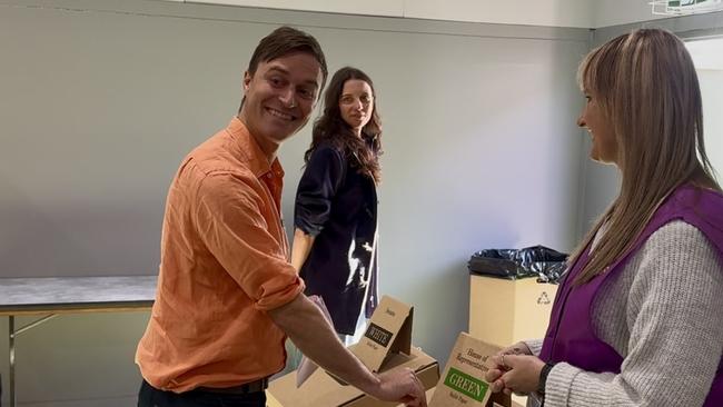 Wannon candidate Alex Dyson casting his vote at Warrnambool Primary School on Saturday. Picture: Supplied.